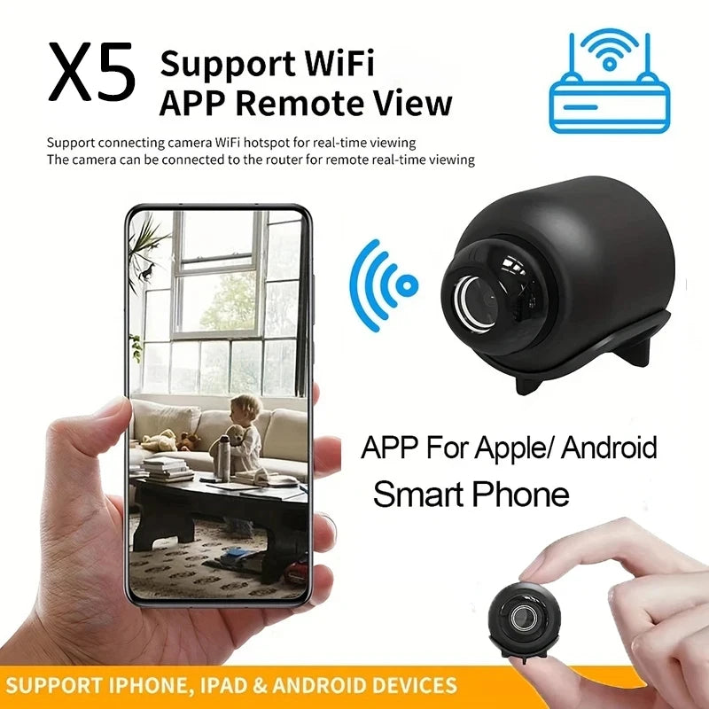 New X5 Mini Camera 1080P Clear Night Vision Lightweight Portable Premium Cams Motion Detection Wireless Surveillance Camera