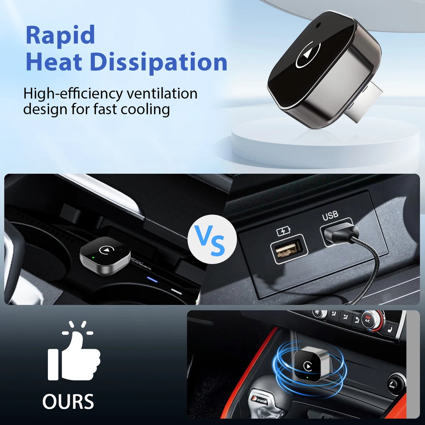 New Pionray 2 in 1 Wireless CarPlay Adapter&Android Auto Wireless Adapter, 5Ghz WiFi Type-C/USB Plug Play CarPlay Wireless