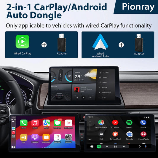 2 IN 1 Wireless Carplay Adapter, Converts Wired to Wireless carplay Adapter for iPhone, Wireless Control Plug & Play Carplay