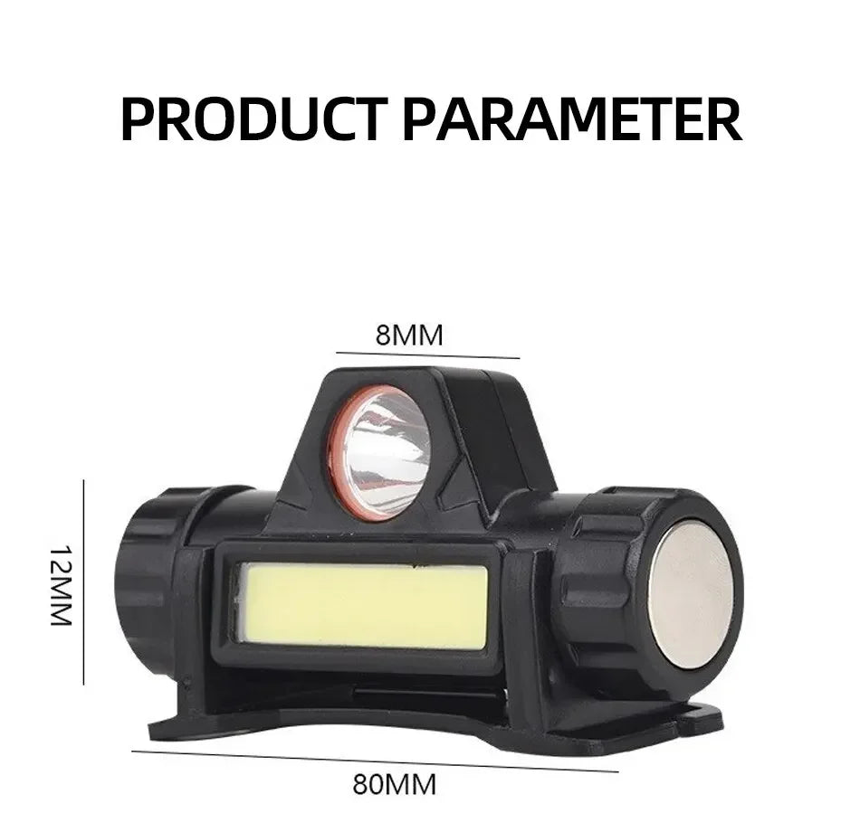Super Bright Rechargeable COB LED Headlamp Magnetic USB Head Torch Outdoor Camping Hiking Fishing Long Battery Life Waterproof