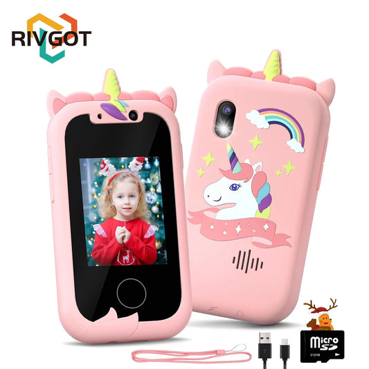 Kids Smart Phone Camera Uni Corn Touchscreen Learning Toy for 3-12 Year Old Boys Girls Phone MP3 Player Birthday Gifts